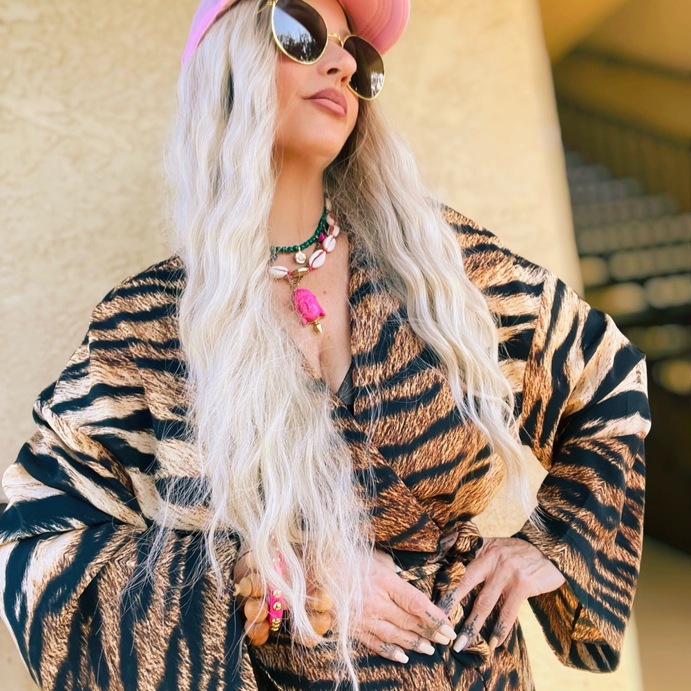 Tiger Animal print Luxe short kimono